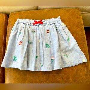 Mini Boden light summer skirt with flower embroidery. New with tags. Size 5-6